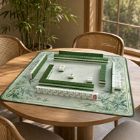 Magnifique kit complet de Mahjong américain, 160 tuiles, en acrylique 4 couches avec motif bambou vert au dos et face de tuile à motif floral artistique