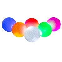 Balle de golf lumineuse LED colorée en caoutchouc souple Surlyn avec logo imprimé pour l'entraînement nocturne