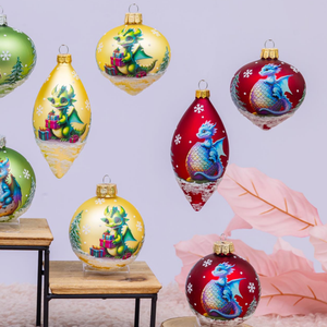 Adornos navideños <span class=keywords><strong>de</strong></span> dragón encantado, decoración <span class=keywords><strong>de</strong></span> cristal colorida con escenas mágicas <span class=keywords><strong>de</strong></span> invierno, perfectas para decoración navideña - Product Image 1