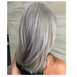 Parrucche in Capelli Umani Ali Baba Cina, Taglio Corto Bob Stile <span class=keywords><strong>Wolf</strong></span> Cut, Grigio Argento Sfumato, Parrucche in Capelli Umani Sale e Pepe - Product Image 6