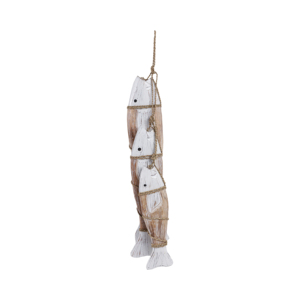 Decorazione da parete in legno con 3 pesci su corda, stile costiero, per bagno, ufficio, soggiorno - Product Image 1