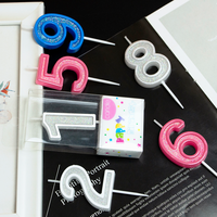Bougies d'anniversaire numérotées scintillantes colorées 0-9, bougies numériques bicolores étincelantes pour gâteau, vente en gros pour fêtes d'anniversaire