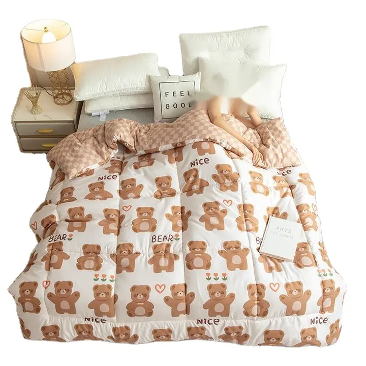 Selimut tempat tidur Super lembut, selimut seprai quilt dengan tab sudut, nyaman