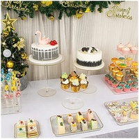 Ensemble de 3 supports à gâteaux en acrylique pour table à dessert, supports à gâteaux ronds et transparents, présentoir à gâteaux pour cupcakes, pâtisseries et bonbons pour mariage