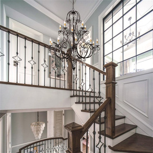 New Design European Design Elegant Villa Loft Stair Big Candle K9 Crystal Black <b>Chandelier</b> Lighting - Product Image 1