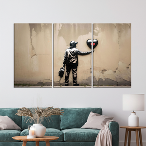 Boy with <b>Balloon</b> Graffiti Art: Modern Printed Canvas Artwork,SET OF 3 CANVAS - Product Image 3