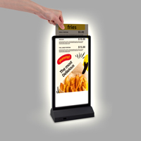 Panneau de table LED rechargeable en forme de T Kejea 105 x 210 mm pour affichage de prix au comptoir, petit menu, affichage publicitaire
