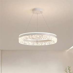 Candelabro circular colgante de lujo, anillo de oro Led, luz colgante de cristal para sala de estar - Product Image 3