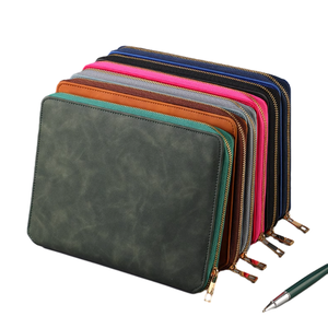 Pu da tùy chỉnh logo 6 lỗ Vòng chất kết dính hội nghị thư mục trình bày A4 dây kéo padfolio cho phụ nữ - Product Image 5