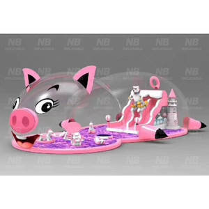 Parque de Juegos Inflable Transparente Comercial con Diseño de Cerdo, Carpa de Burbujas para Niños con Pelotas Oceánicas, Parque de Obstáculos Inflable - Product Image 1