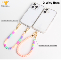Accessoire acrylique inscriptible de perles de coeur mignon pour iPhone et téléphone portable Dragonne à la mode et porte-clés cadeau lanière de téléphone portable
