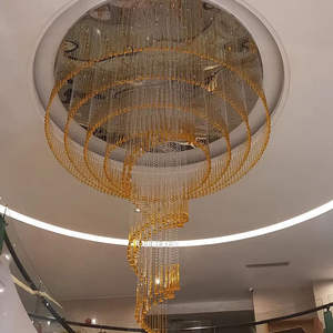 Grande lampe linéaire personnalisée hall d'entrée Villa Escalier k9 lustre goutte de pluie en cristal pour projet d'hôtel - Product Image 6