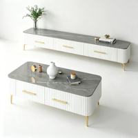 Ensemble table basse et meuble TV en dalle de roche |   Meubles de salon modernes et luxueux, décoratifs et modulables
