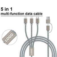 Kabel Pengisi Daya Multifungsi 3-in-1 Grosir 100cm Kabel Anyaman USB a ke Type C/Micro/8Pin Logo Cetak Laser Kustom