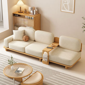 Sofá de Salón en Forma de L, de Madera Maciza, Estilo <span class=keywords><strong>Crema</strong></span>, Diseño Simple, Personalizable, de Tres Plazas, para Apartamentos Pequeños - Product Image 2