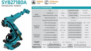 Sooyee SYB27180A Brazo Robótico Industrial de 6 Ejes para Trabajo Pesado, Carga Útil de 180 kg, Alcance de 2720 mm, 14 kW, 380 V, Robot de Paletización, Brazo Robótico de 6 Ejes - Product Image 5