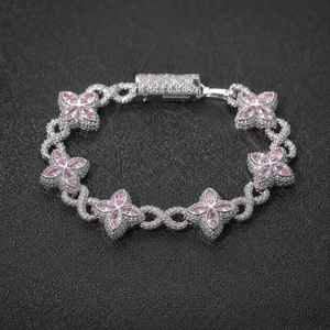 สร้อยข้อมือเงินชุบลายใบโคลเวอร์สี่แฉกหลากสีสไตล์ฮิปฮอปขนาด 8 มม. ประดับเพชรซิร์คอน สำหรับผู้หญิง เหมาะสำหรับเป็นของขวัญ - Product Image 2