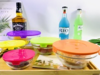 Bol mélangeur en verre borosilicate résistant à la chaleur, 5 pièces, taille industrielle, transparent, avec couvercle en plastique, pour micro-ondes, idéal pour bougies, salades et usage industriel.