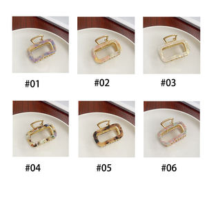 Pinza de pelo de aleación Simple mediana de acetato de 6,5 cm Clip de tiburón de ácido acético rectangular francés Clip de garra cuadrada de Metal hueco extravagante - Product Image 5