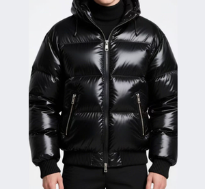 Veste d'extérieur matelassée imperméable en duvet d'oie de luxe sur mesure, taille plus, pour homme - Product Image 4
