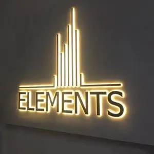 Fabricantes Custom Hotel Wall Pendurado Letras Alfabeto Personalizado Nome De Parede Do Escritório Backlit Letras De Sinal Luminoso Para Parede