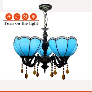 Lustre Moderne Luxe pour Maison Chambre Cuisine Bar Foyer Lustre à Cinq Têtes Style Tiffany Vitrail Suspension - Product Image 5