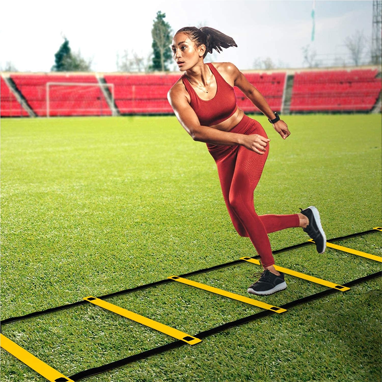 Équipement de Fitness, exercices, sport, Football, entraînement, 20 pieds, échelle de vitesse d'agilité pliante, ensemble personnalisé avec sac de transport