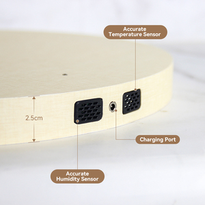 Thêm đèn lớn gỗ cổ điển Analog MDF ngoài trời giá Bảng chữ số Vòng <span class=keywords><strong>LED</strong></span> Đồng Hồ Treo Tường Pin hoạt động với nhiệt độ - Product Image 4