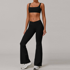 Nueva Ropa de Yoga para Hombre, Ropa Deportiva de Alta Calidad, Pantalones Acampanados de Cintura Alta, Sujetador Deportivo, Conjuntos de Yoga para Gimnasio, Reversible, Talla Grande - Product Image 6