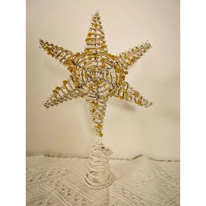 Nuevo diseño Metal Navidad elegante brillo remolino árbol de Navidad Topper con acabado dorado primavera estrella árbol Topper - Product Image 1