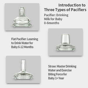 בקבוקי האכלה לתינוקות 300 מ\\\"ל עם ידיות, חדשים בסיטונאות, שלושה סוגי מוצצים, בקבוק חלב נגד גזים, שקוף לבן - Product Image 3