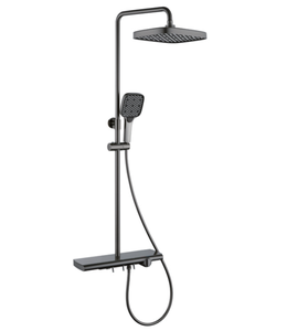 Ba-Chức Năng Nóng Và Lạnh Mưa Chrome Súng Màu Xám Vuông Massage Brass Phòng Tắm Treo Tường Đẩy Nút Tĩnh Nhiệt Vòi Hoa Sen Thiết Lập - Product Image 2