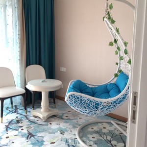 Sillón Colgante Tipo Cesta, Columpio de Hierro, <span class=keywords><strong>Cuna</strong></span> para Adultos, Diseño de Nido de Pájaro, Mueble de Interior/Exterior para Balcón, Mueble Metálico con Diseño Pastoral y Cojín - Product Image 4