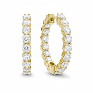 Boucles d'oreilles créoles exclusives en or jaune à l'envers Boucles d'oreilles élégantes en diamant - Product Image 2
