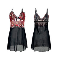 Nouvelle nuisette sexy pour femmes, lingerie d'été, dentelle brodée, nuisette transparente, maille douce, papillon, séduisante
