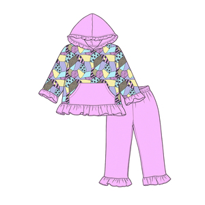 Custom Pumpkin Casual Comfortable Girls Hoodie Top Pants Halloween Outfits Wholesale <b>Sisters</b> Matches Styles Factory Clothes Set - Product Image 3