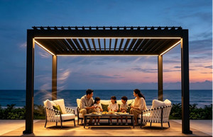 Pérgola <span class=keywords><strong>de</strong></span> Aluminio Innovadora, Resistente al Viento y a la Lluvia, Sistema Motorizado, Ensamblaje en Varios Tamaños, <span class=keywords><strong>con</strong></span> Vidrio y <span class=keywords><strong>Cortinas</strong></span> Personalizadas - Product Image 4