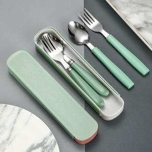 Regalo de promoción barato, cuchillo de acero inoxidable, tenedor, cuchara, palillos, Picnic al aire libre, juego de cubiertos portátil con estuche para niños - Product Image 2