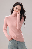Pull en maille col roulé moulant pour femme, doux et extensible, à manches longues, mélange cachemire, chaud et basique pour l'automne