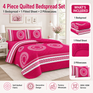 Juego de Cama <span class=keywords><strong>King</strong></span> <span class=keywords><strong>Size</strong></span> de 4 Piezas, Colcha Acolchada, Cubrecama con Sábana Ajustable y 2 <span class=keywords><strong>Fundas</strong></span> de Almohada, Stock Disponible - Product Image 6