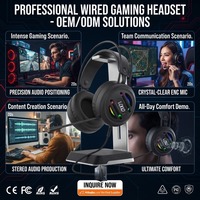 Headset Gaming ODM OEM Over-Ear Dinamis RGB Peredam Kebisingan Aktif Latensi Rendah Kontrol Sentuh Mikrofon USB Berkabel