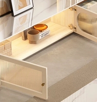 Nouvel ensemble table basse et meuble TV de style crème français, de luxe léger, sur pieds, collection 2026