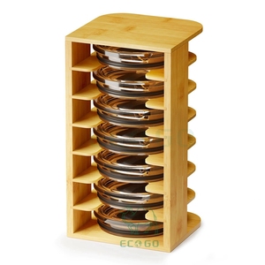 Organizador de <span class=keywords><strong>tapa</strong></span> de vaso de bambú de 7 niveles: optimice el almacenamiento del Gabinete de cocina para tapas de botellas de <span class=keywords><strong>agua</strong></span> y tazas de café - Product Image 1