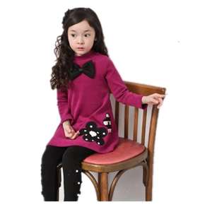 Venta al por Mayor de Ropa Infantil, Vestido Casual de Manga Larga con Lazo para Niñas, de Fábrica China - Product Image 1
