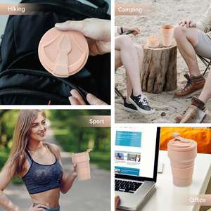 Mug de voyage pliable en silicone moderne et réutilisable avec couvercle, design écologique et portable - Product Image 3