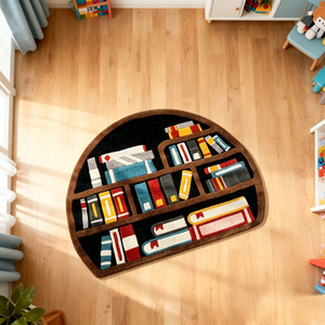 Tapis demi-rond tufté à la main <span class=keywords><strong>pour</strong></span> bibliothèque, motif <span class=keywords><strong>de</strong></span> <span class=keywords><strong>livre</strong></span> 3D, tapis <span class=keywords><strong>de</strong></span> sol doux et moelleux <span class=keywords><strong>pour</strong></span> les amateurs <span class=keywords><strong>de</strong></span> livres, décoration <span class=keywords><strong>pour</strong></span> bureau et chambre - Product Image 1