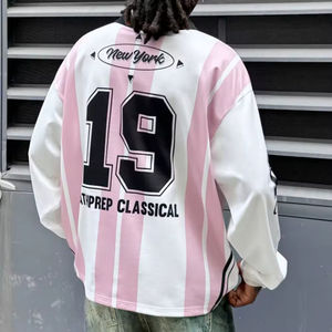 定制宽松七分t恤街装男士v领长袖新设计升华印花美式足球运动衫 - Product Image 2