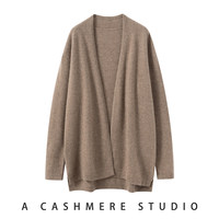 Nouveau style – Cardigan en cachemire doux pour femme, 100 % cachemire, col en V, coupe ample, longueur mi-longue, couleur unie, pull décontracté à superposer