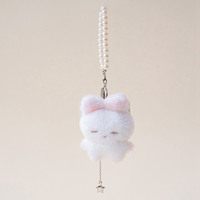 Charmant lapin en peluche avec chaîne de perles détachable, ultra doux et moelleux, peut être porté comme bracelet ou breloque de sac, joli petit cadeau