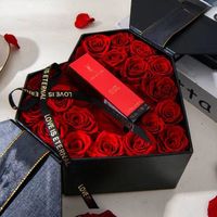 Kotak Hadiah Bunga Mawar Abadi Terawetkan dengan Lampu LED, Parfum, Dekorasi untuk Hari Valentine, Pernikahan, dan Ulang Tahun Pernikahan